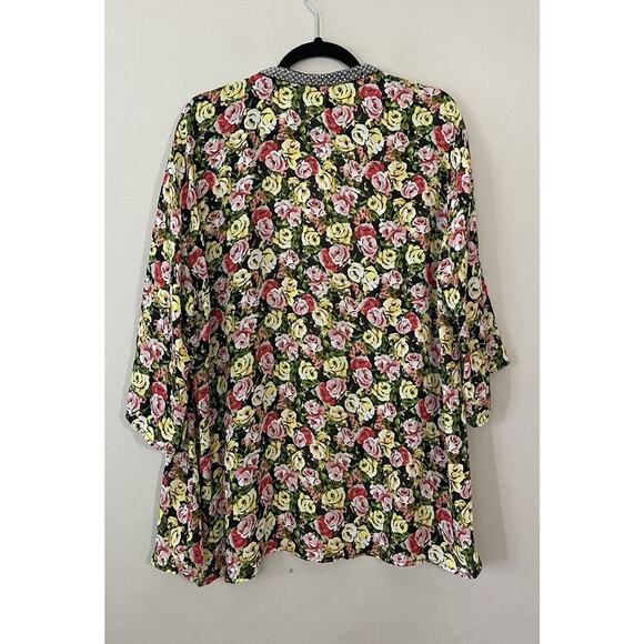 Kut From The Kloth Medium Embellished Faux Pearl Floral Print Wrap Top Sheer - Picture 3 of 8